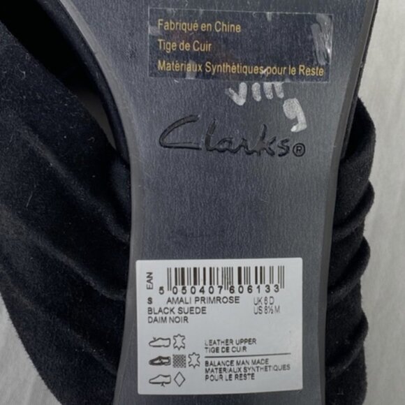 EUC Clark's Amali Primrose Black Suede Sandals Size 8-8.5 - Picture 6 of 7